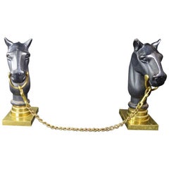 Vintage Pair of Horse Andirons