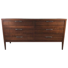 Classic Midcentury Eight-Drawer Walnut and Rosewood Dresser by Lane