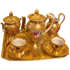 Six-Piece French Empire Parcel Gilt Porcelain Demi-Tasse Set by Nast, Paris