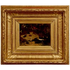 Framed Oil on Board of Birds by Jean Baptiste Robie, Belgian