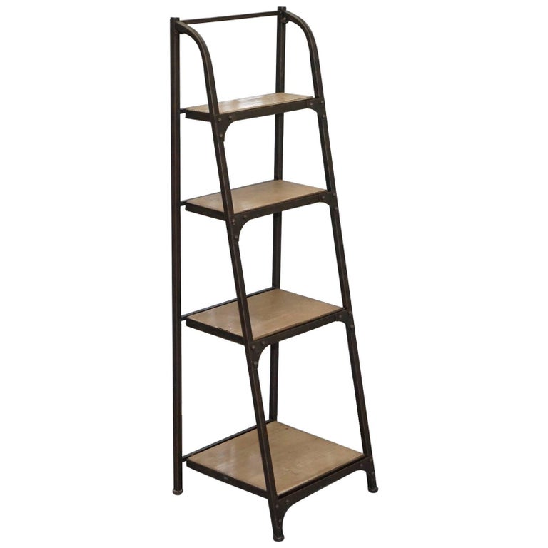 Restored Vintage Industrial Bakers Shelves Ladder Bookcase Solid Steel at 1stDibs industrial