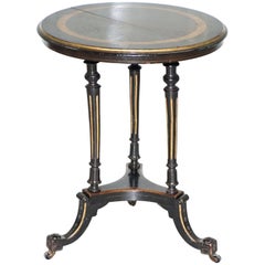 Rare Ebonized and Parcel-Gilt 19th Century Occasional Lamp Side End Wine Table