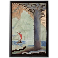 Panel Despicting a Drakkar Observed from the Coast by GAP, 1935