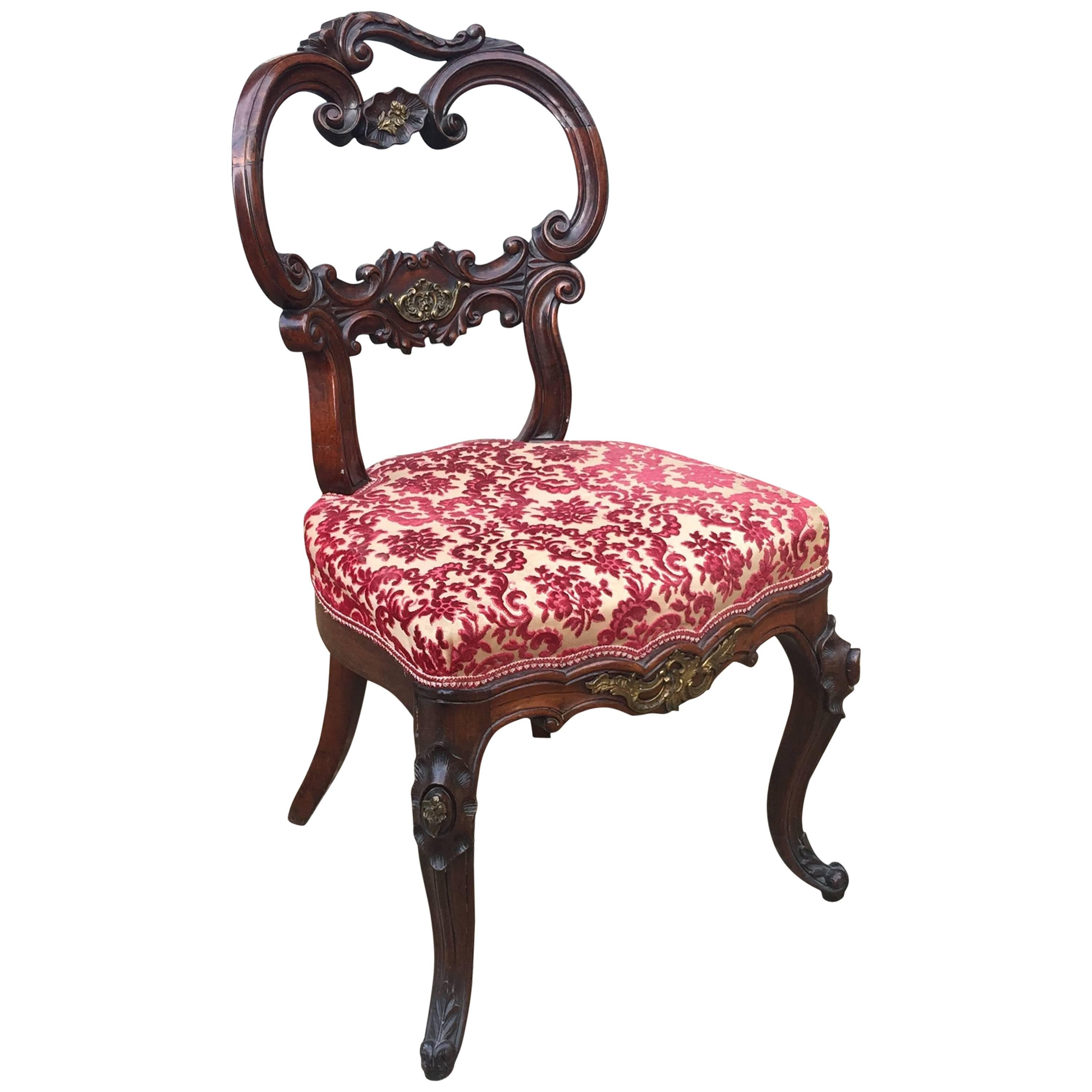 Gabriel Viardot , Solid Palisander Chair with Bronzes Design, 19th Century For Sale