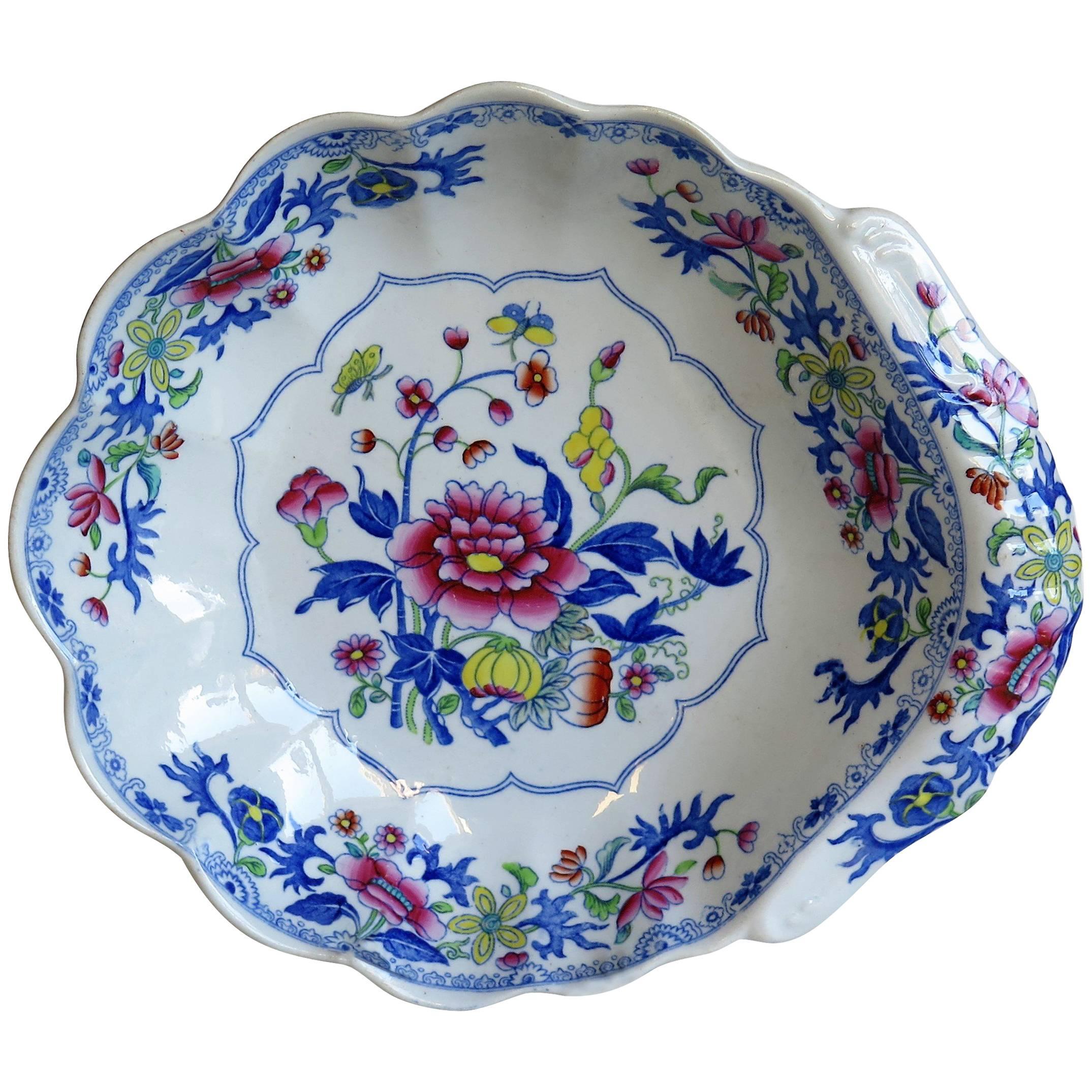 Georgian Spode Ironstone Shell Dish or Plate Bang Up Pattern No. 2886, Ca 1820 For Sale