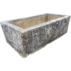 Antique Huge Rectangular Hand-Carved French 18th Century Limestone Trough