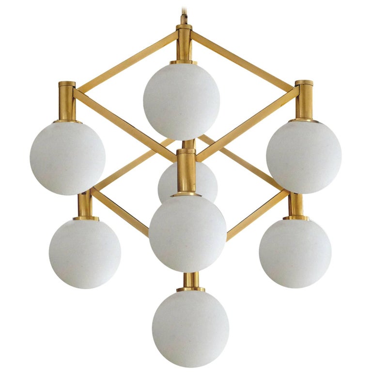 Large Italian Midcentury Br Gl Chandelier Pendants Stilnovo Large Italian Midcentury Br Gl Chandelier Pendants Stilnovo Gio Ponti Era For