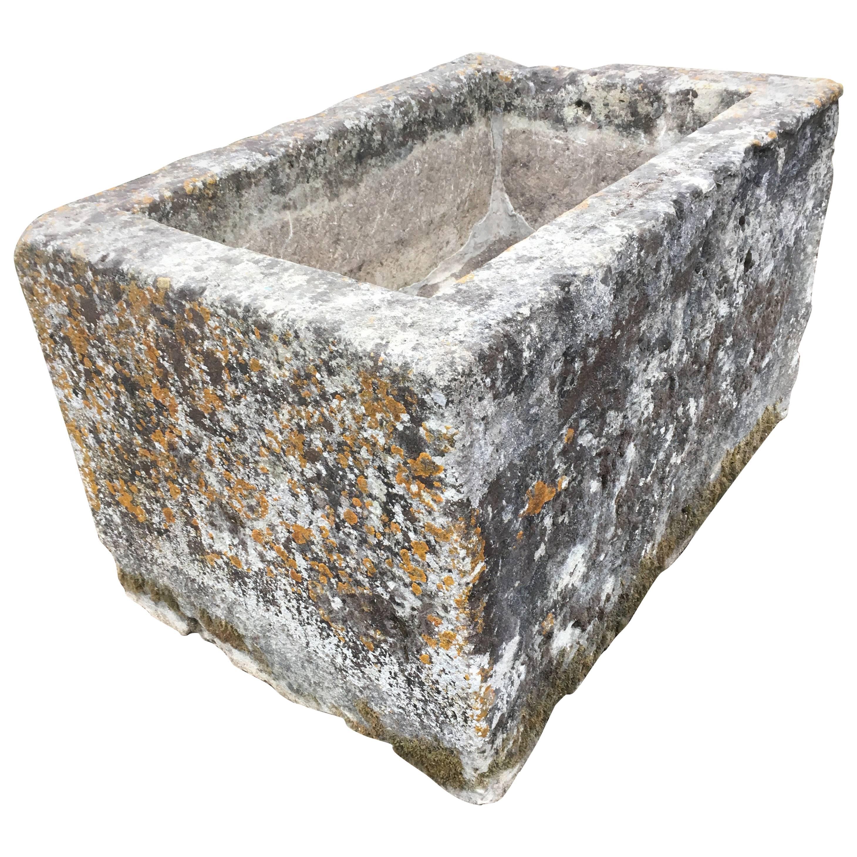 Large 18th Century French Hand-Carved Limestone Trough