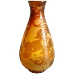Art Nouveau D'Argental Crystal Cameo Blackberry Vase by Paul Nicolas