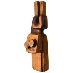 1970s Sculpture of Abstract Figure Carved in Wood by Bert Van Beek, Netherlands