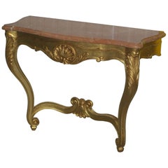 Laval French Louis XV Rococo Baroque Hallway Console Table Marble Top