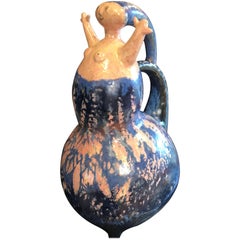 Whimsical Handmade Hand-Painted “Happy Ewer”  Sculpture, 1970, Eva Fritz-Lindner