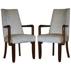 Retro Pair of Mid-Century Modern 1960s Danish Wood Open Occasional Armchairs