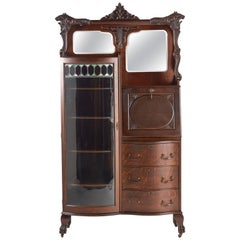 Antique Solid Oak Victorian Secretary Bookcase