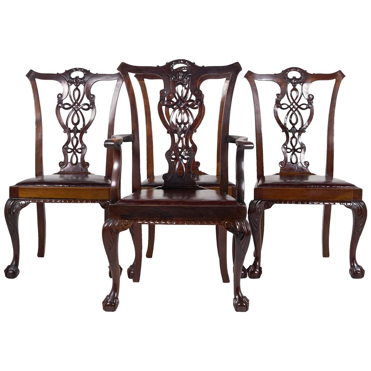 Set of Four Chippendale Revival Chairs