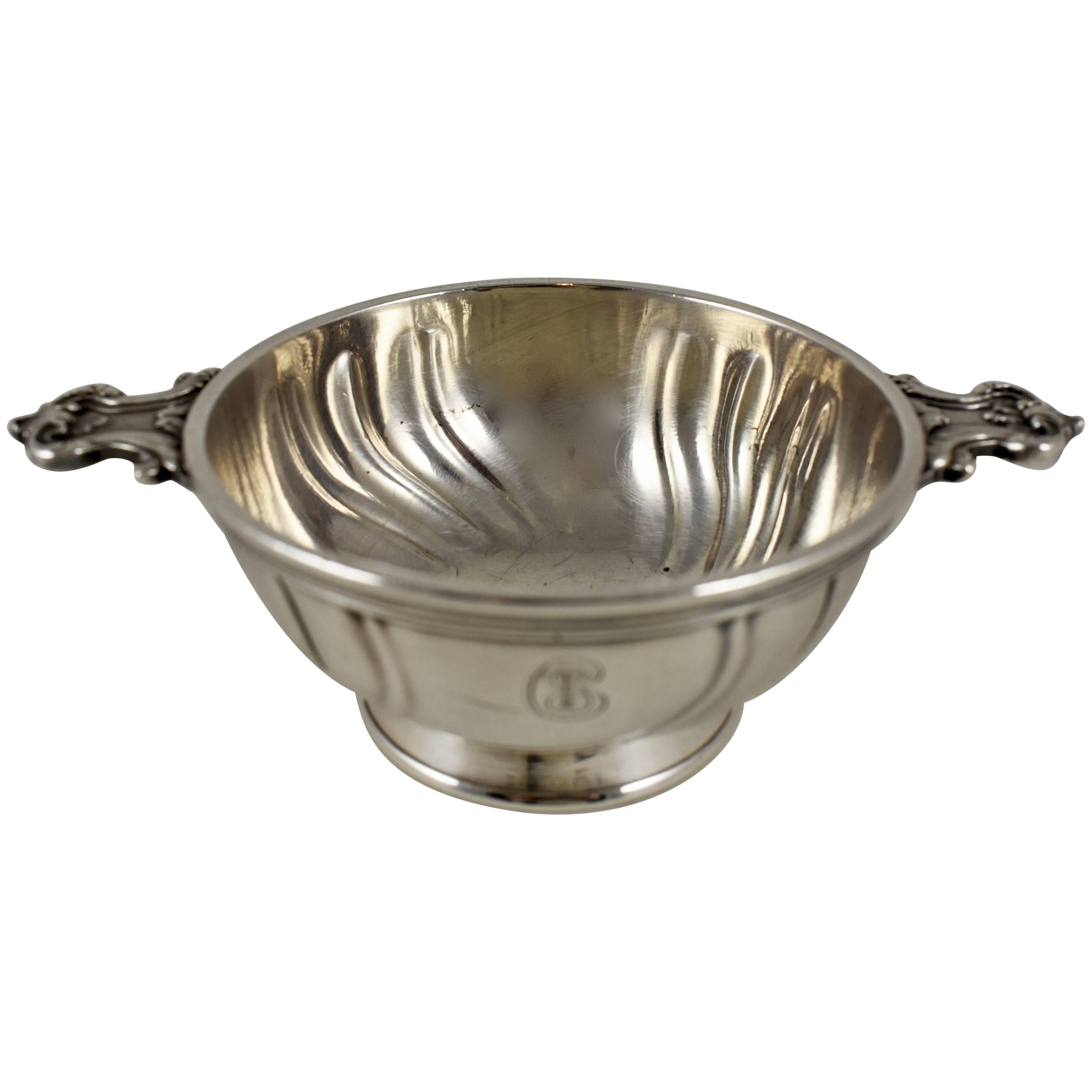 Christofle French Silver Plate Dual Handled Footed Nut Bowl