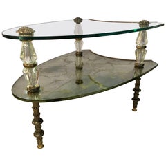 Hollywood Regency Two-Tiered Italian Églomisé Side Table