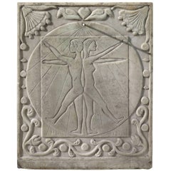 Antique Marble Sundial with Incised Figures by HD