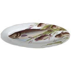 Antique Bawo Dotter Karlsbad Bbd Carlsbad Austria Hand-Painted Fish Platter