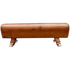 Retro Gymnastic Pommel Horse Leather Bench, 1930s