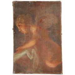 17th Century Angel Oil on Canvas Painting