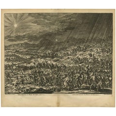 Antiker antiker Bibeldruck Joshua Makes the Sun and Moon Stand Still von J. Luyken