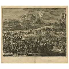 Antique Bible Print David Kills Goliath by J. Luyken, 1743