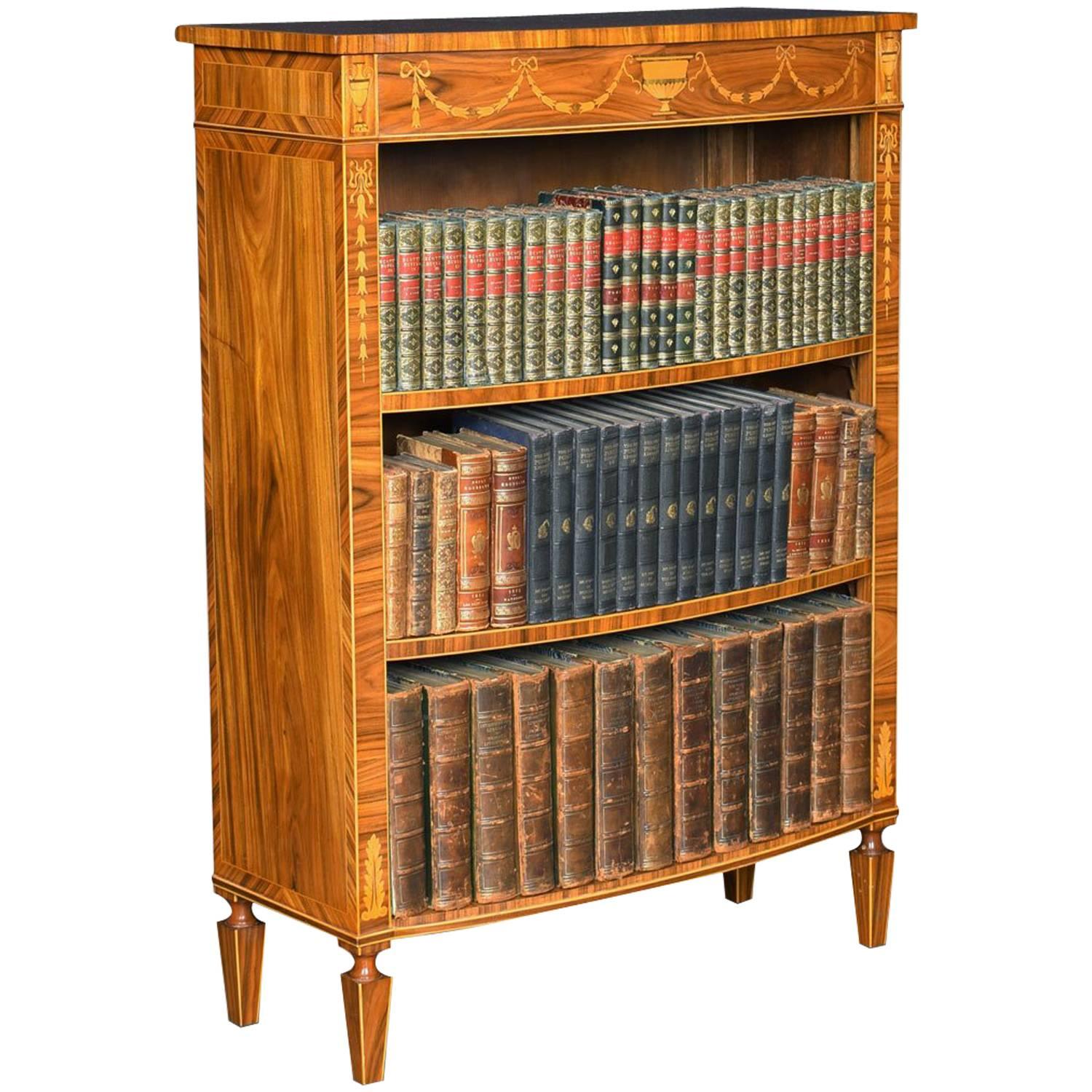 Sheraton Revival Rosewood Inlaid Open Bookcase