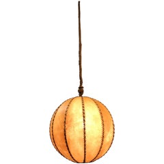 Good Looking Spherical or Round Home Design Leather Pendant Light, 1930s