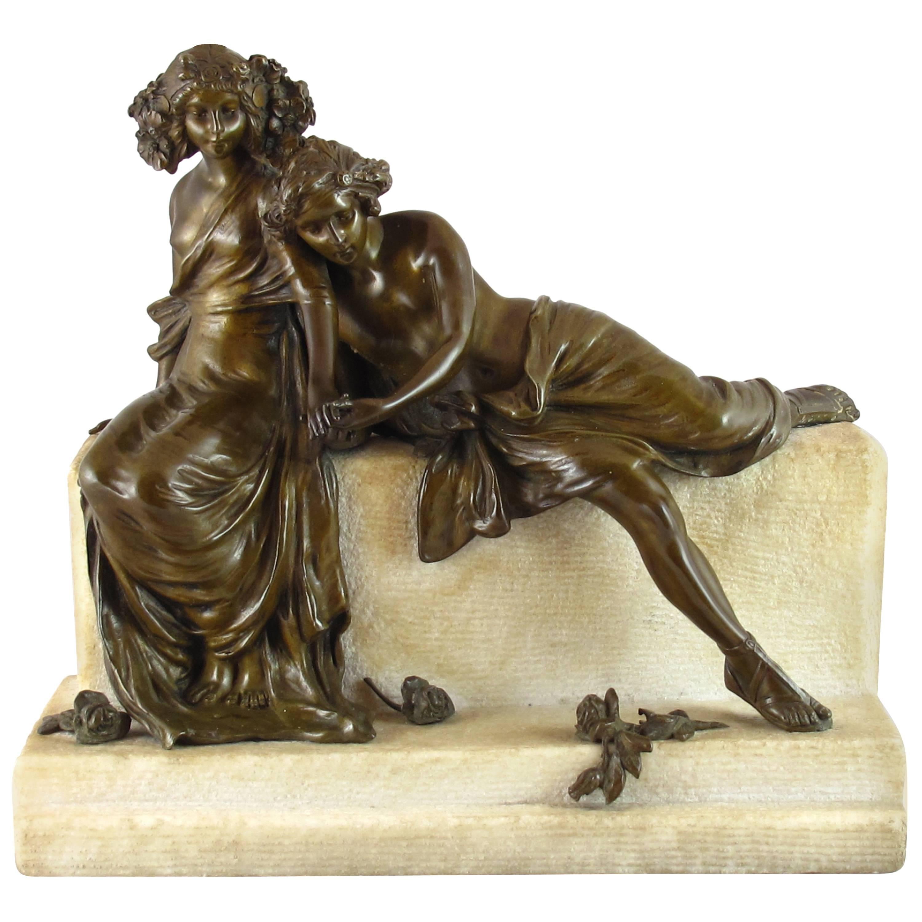 Art Nouveau Bronze the Lovers by Carl Kauba For Sale