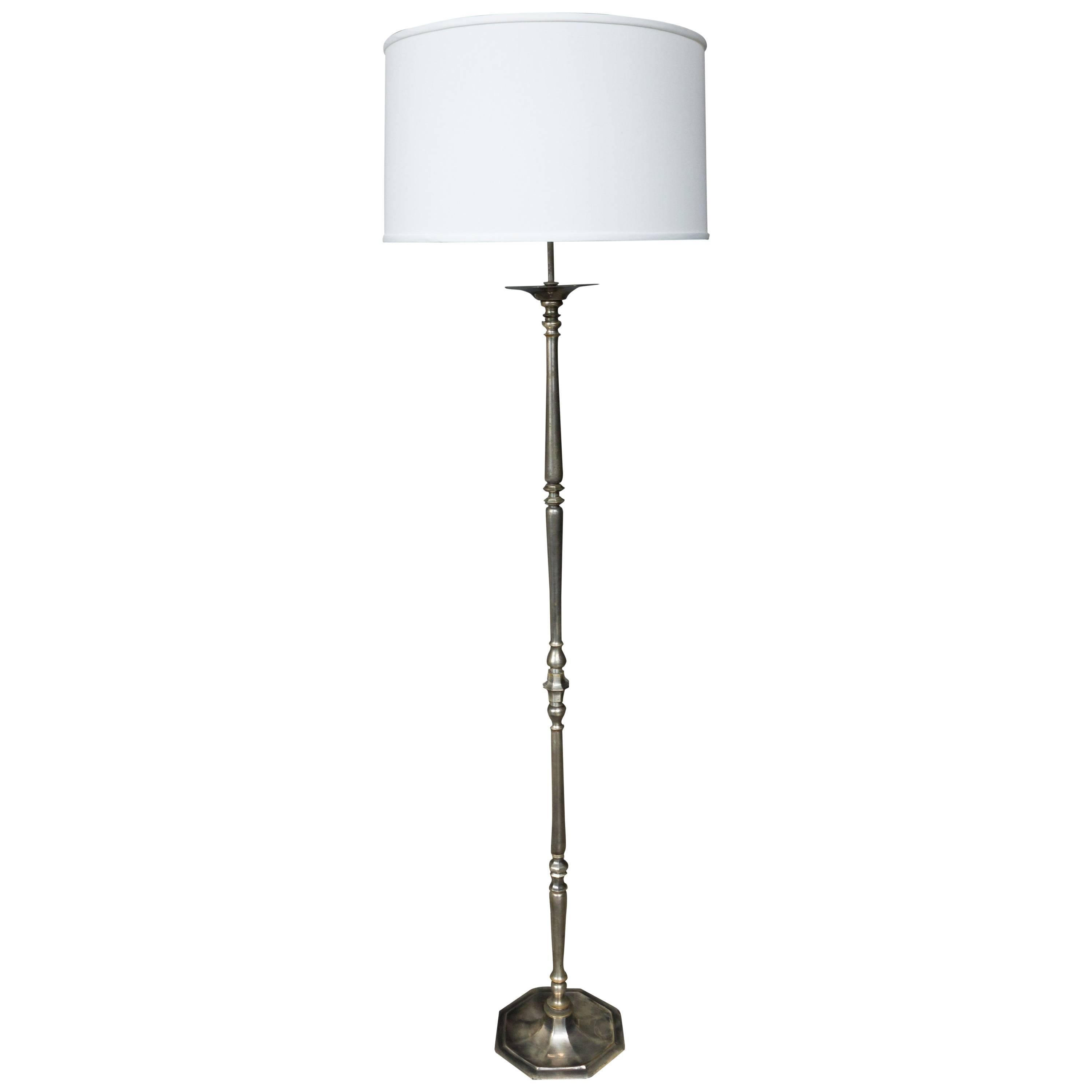French Nickel-Plated Floor Lamp
