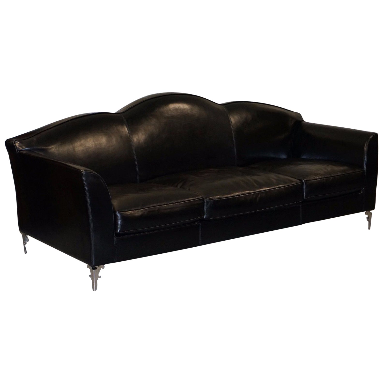 Ipe Cavalli Nella Vetrina Made In Italy Black Leather Sofas Chrome