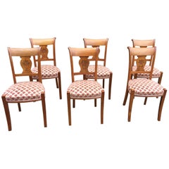 Vintage Set of Six Neoclassical Chairs in Cherrywood, circa 1940