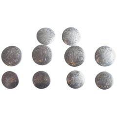 Very Fine and Rare Set of 10 George III Coat Buttons in Sizes by Gabriel Wirgman