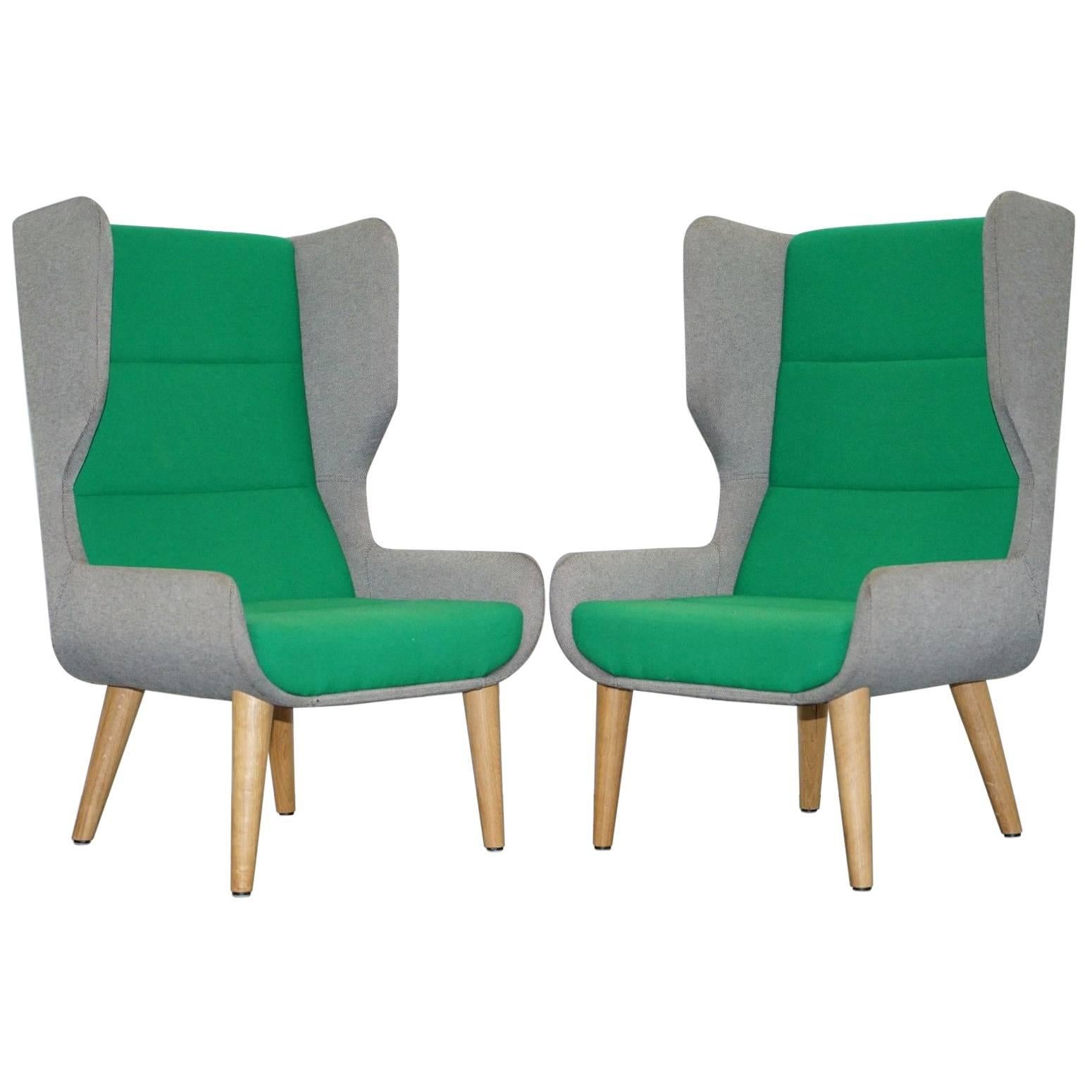 Pair of Naughtone Hush High Wing Back Armchairs Super Contemporary