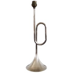 Silver Plated Trumpet Shaped Table Lamp France, 1970s
