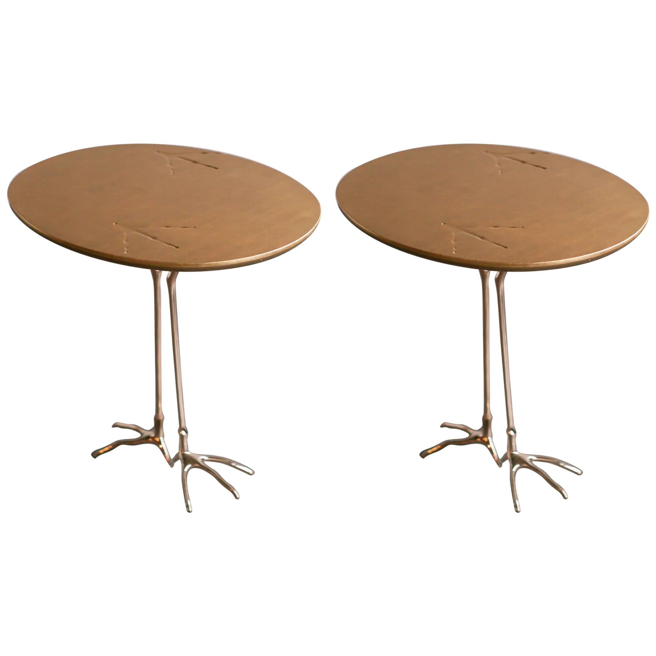 Pair of Gold "Traccia" Tables by Meret Oppenheim