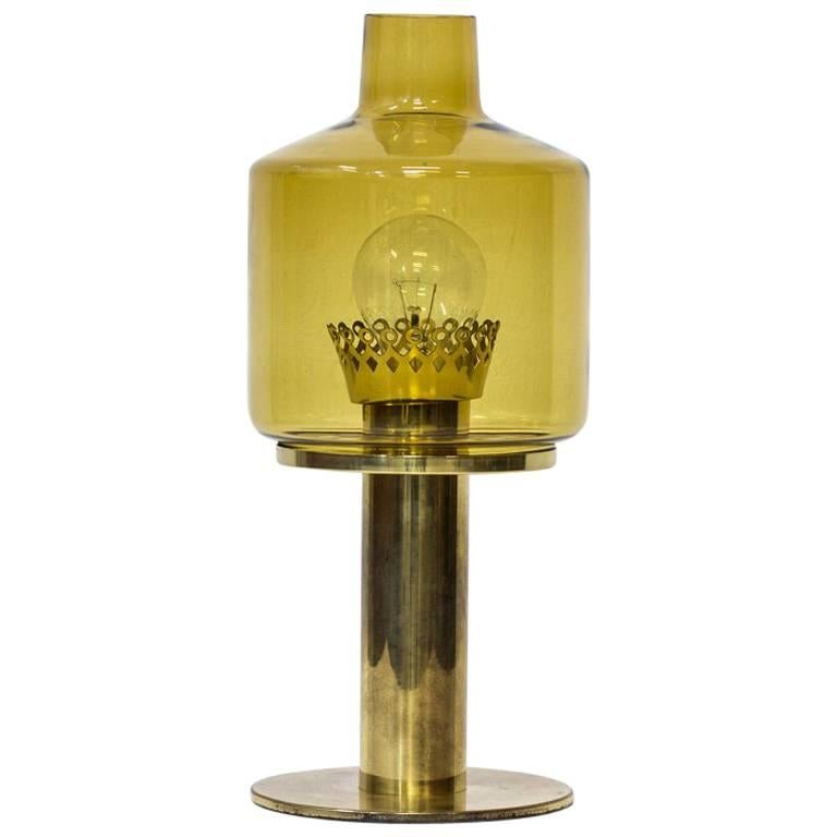 Scandinavian Modern Table Lamp B 102 by Hans-Agne Jakobsson in Brass & Glass