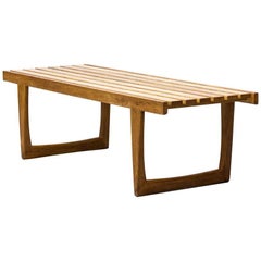 Yngvar Sandström Tokyo Bench in Solid Oak for Nordiska Kompaniet, Sweden, 1960s