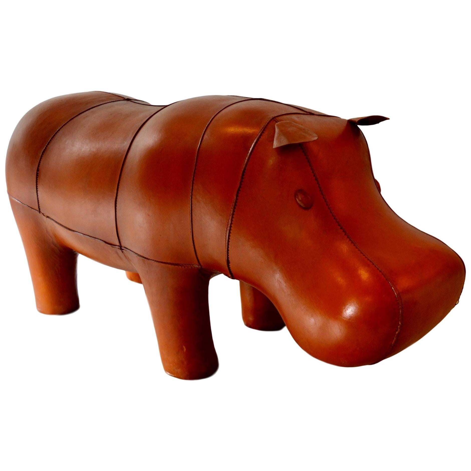 Large Vintage Omersa Leather Hippo