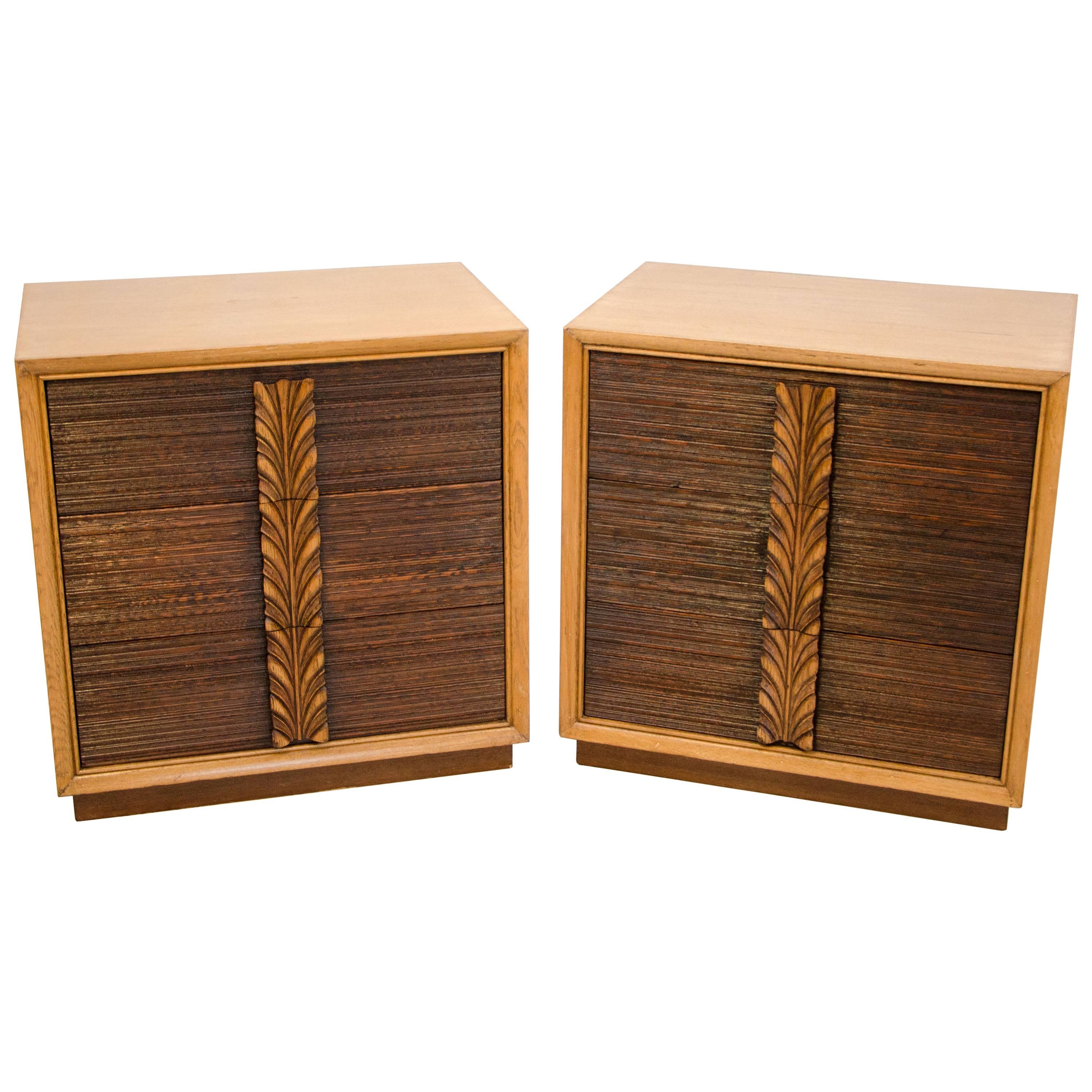 Pair of Carr-Oaken Chests or Small Dressers, Paul Frankl Style