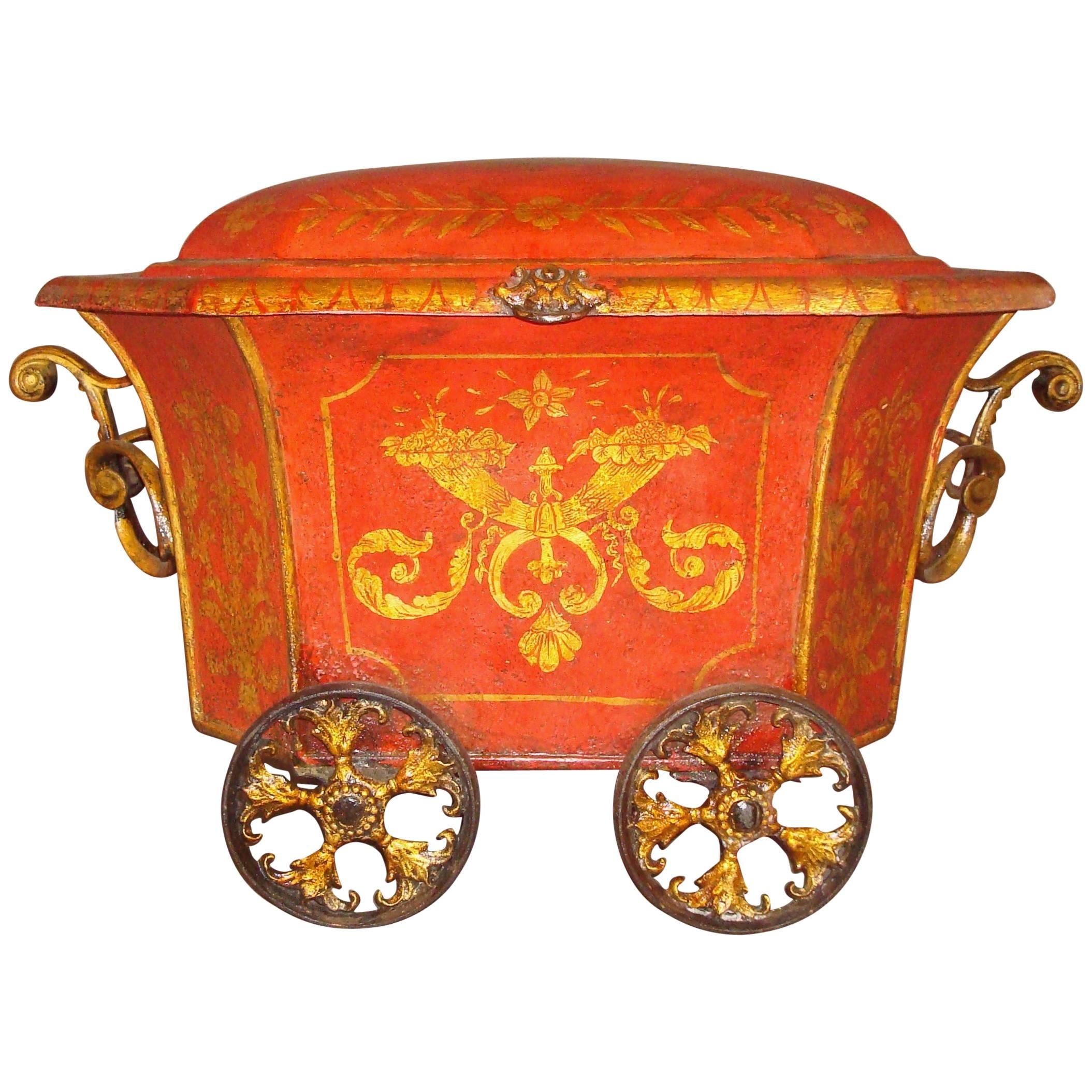 Regency Painted Tole Coal Box or Coal Hod For Sale