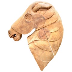 Sculptural Hand-Carved Wood Horse Head