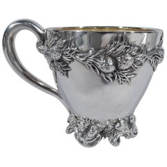Antique American Sterling Silver Baby Cup with Pinecones and Branches