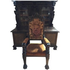 Antique 19th Century Black Forest Desk and Chair