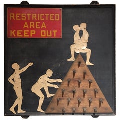 Primitive American Collage Artist Lenny Kislin "RESTRICTED AREA KEEP OUT"