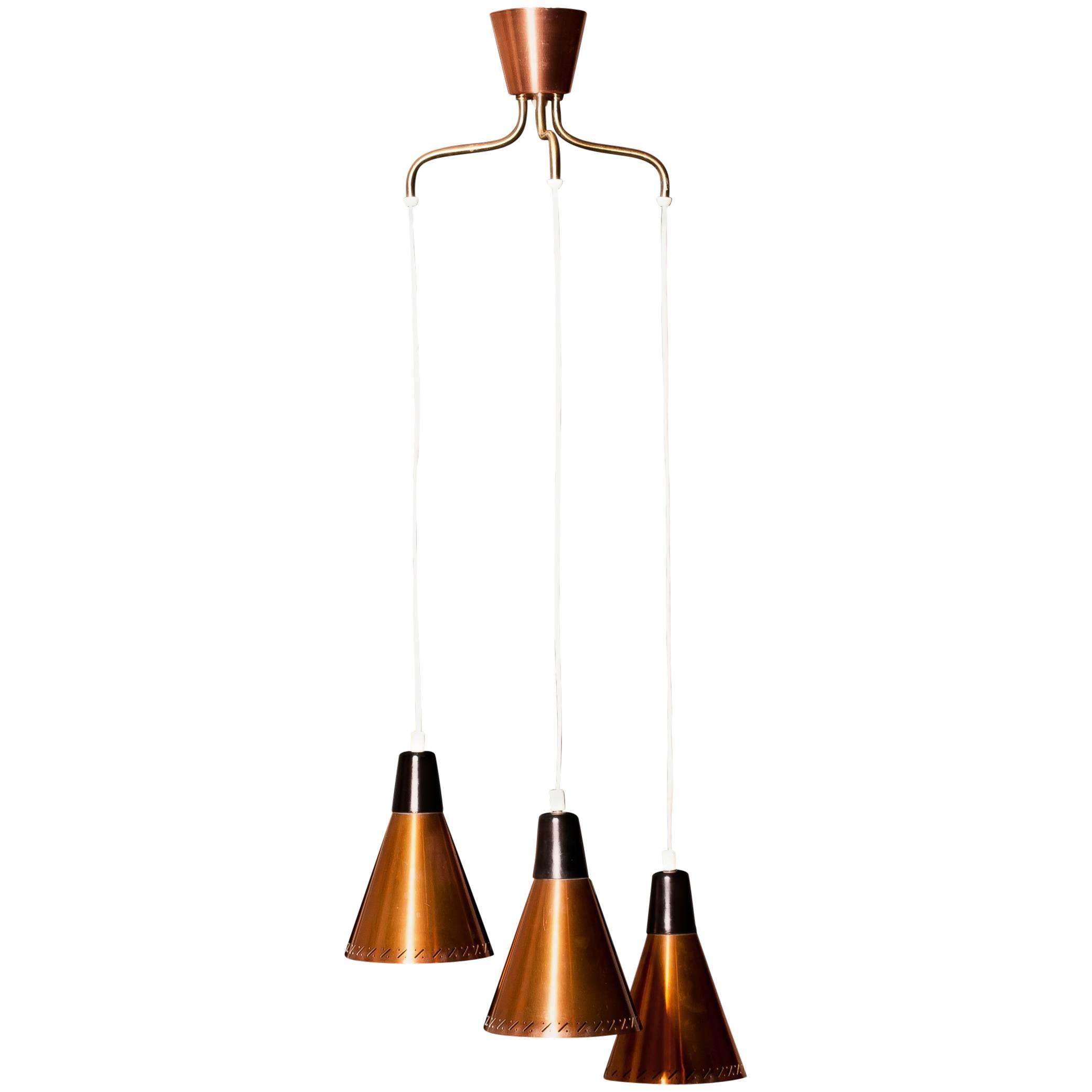 1950s, Copper and Brass Pendant Lamp by Hans-Agne Jakobsson, Sweden