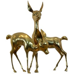 Exclusive Set of Extra Large ‘Bambi’ Brass Deer Sculptures, France, 1970s