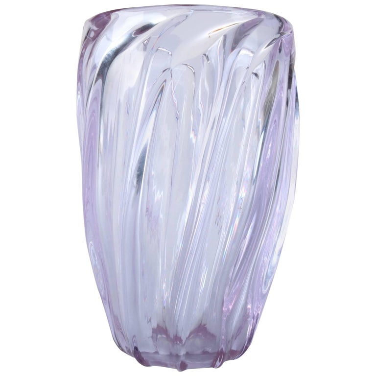 Antique French Baccarat School Lead Crystal Vase Sky Blue 20th