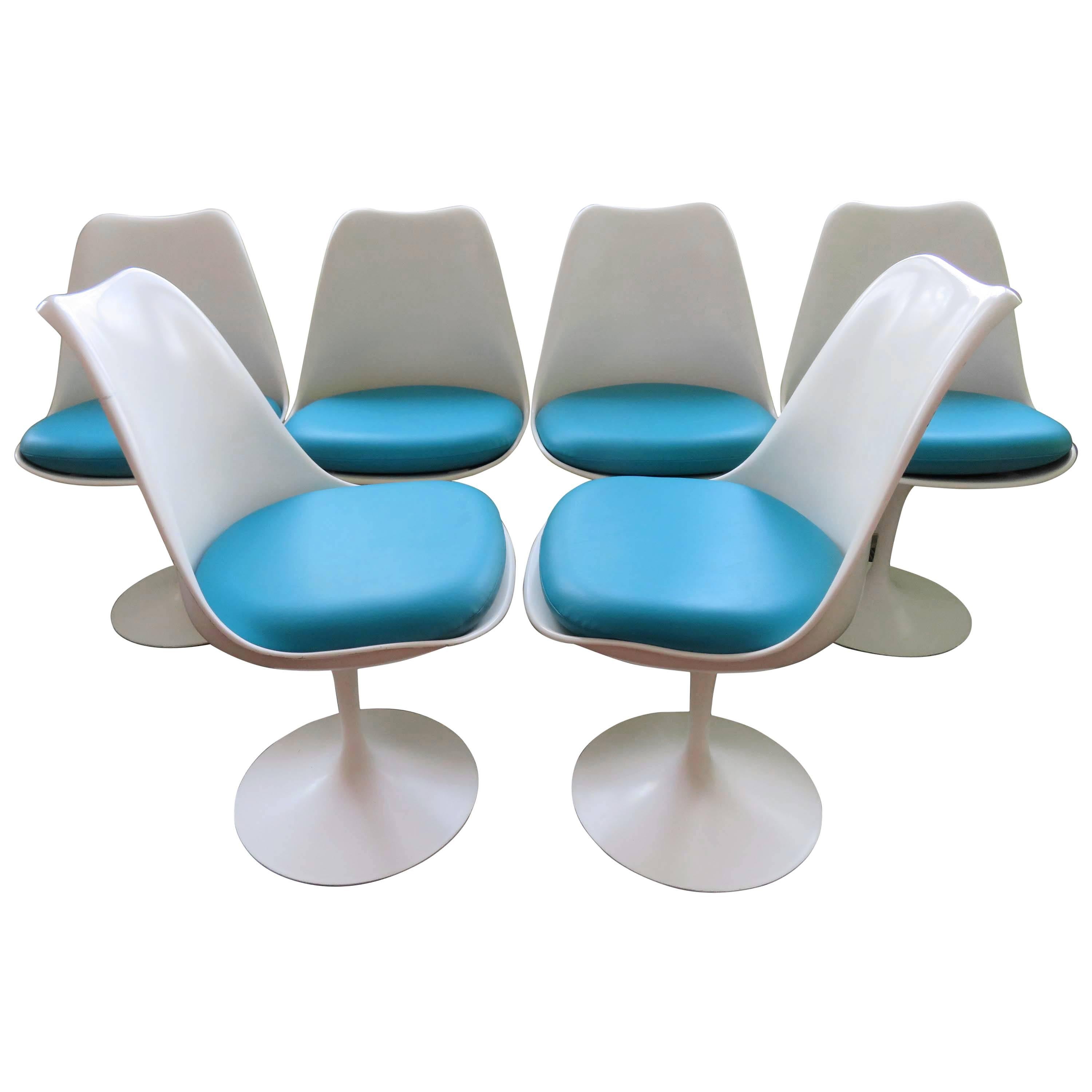 Set of six Knoll Saarinen Swivel Tulip Dining Chairs Mid-Century Modern